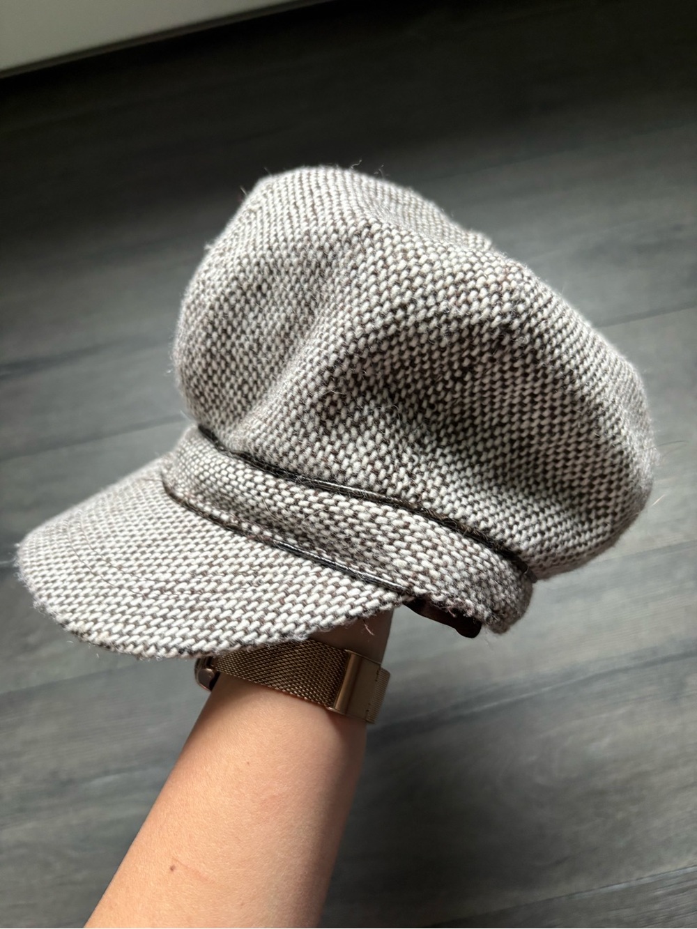 Nine & Co Nine West Womens Brown Tweed Wool Blend Hat Newsboy Cap One Size